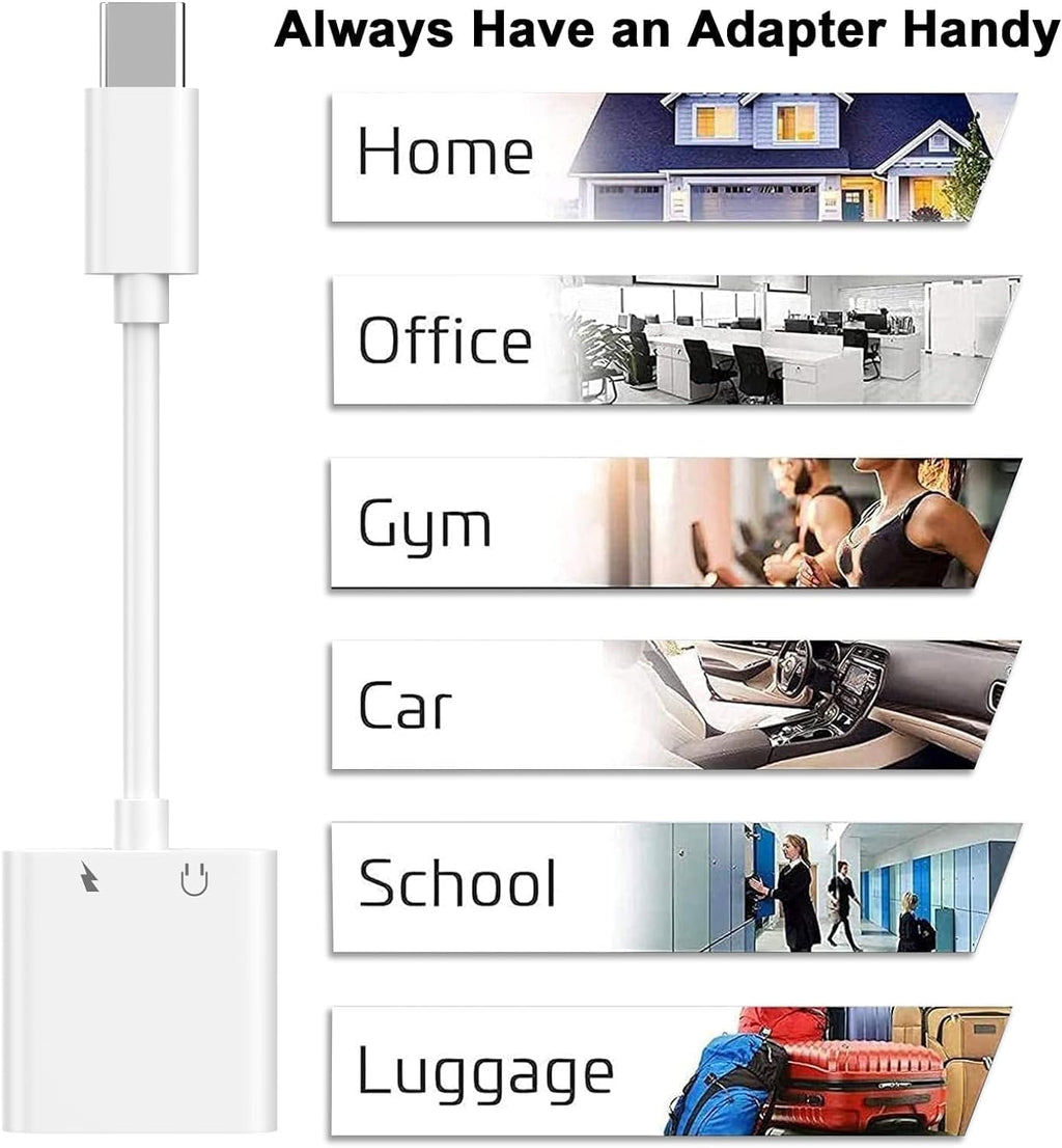 Dual USB C Headphone and Charger Adapter for iPhone 16,Dual USB C AUX + Charger Dongle Splitter Adapter Compatible with iPhone 16/16 Pro/16 Pro Max/15/15Pro/15Pro Max Support Call+Charging( 2Pack)