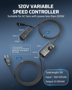 DEWENWILS 120V AC Muffin Fan, 120mm×38mm Exhaust Fan, Waterproof Case Cooling Fan with Speed Control, UL-Certified for DIY Cooling Exhaust Ventilation Needs, Flame-Resistant, 2 Pack