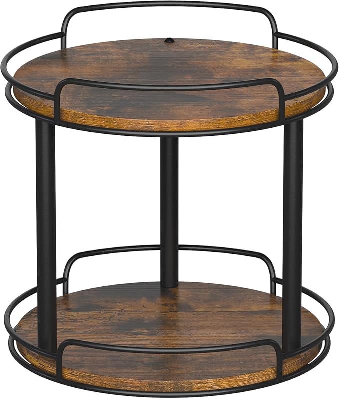 LAMU 10.2'' Wood Lazy Susan Turntable Organizer for Cabinet, 2 Tier Lazy Susan Spice Rack Organizer for Kitchen, Table Top, Countertop, Pantry, Medicine Organizer