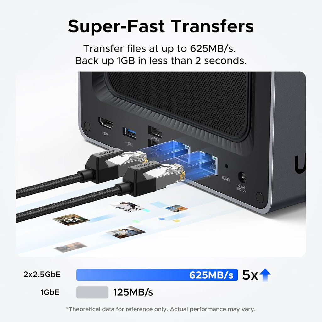 UGREEN NASync DXP4800 4-Bay Desktop NAS, Intel N100 Quad-core CPU, 8GB DDR5 RAM, 32G eMMC, 2X 2.5GbE, 2X M.2 NVMe Slots, 4K HDMI, Network Attached Storage (Diskless)