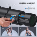 NEEWER LS-300 Spotlight Optical Snoot for 300W Bowens Mount LED Video Lights with 16x GOBO 19° Projection Lens 98% Light Transmittance Geometric Shaper for Creative Photography & Enhanced Illuminance