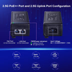MokerLink 2.5 Gigabit PoE Injector, 802.3af/at/bt 60W, 2.5G/1G/100M Ethernet, Plug & Play, Non-PoE to PoE Adapter, Distance Up to 100 Meters (328 ft.)