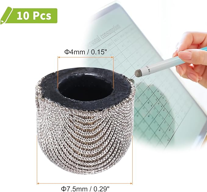 MECCANIXITY 10Pcs Replacement Fiber Mesh Tips for Stylus Pens 7.5mm Suitable for Capacitive Touch Screen,High Sensitivity,Soft,No Scratch Screen Pen Tip