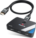 NEWCARE 4K@120Hz HDMI Switch 3 in 1 Out, HDMI 2.1 Splitter 8K@60Hz with 2.6 ft HDMI 2.1 Cable, HDMI Switcher Support 48Gbps, HDR10+, VRR, Dolby, HDCP 2.3, Compatible with PS5/PS4 Xbox TV Projector