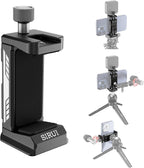 SIRUI Phone Mount for Tripod with Arca Base with 1/4"&3/8" Threaded Holes, Metal Tripod Cell Phone Clamp Holder with 2 Cold Shoes, Smartphone Adapter Compatible with iPhone, Galaxy, Pixel, AM-PH05