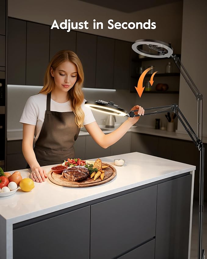 LUXSURE Ring Light Tripod for iPhone with Light,71" Overhead Camera Mount with Phone Holder,Adjustable Ring Light with Stand and iPhone Tripod for Video Recording,Cooking,Painting,TikTok,YouTube