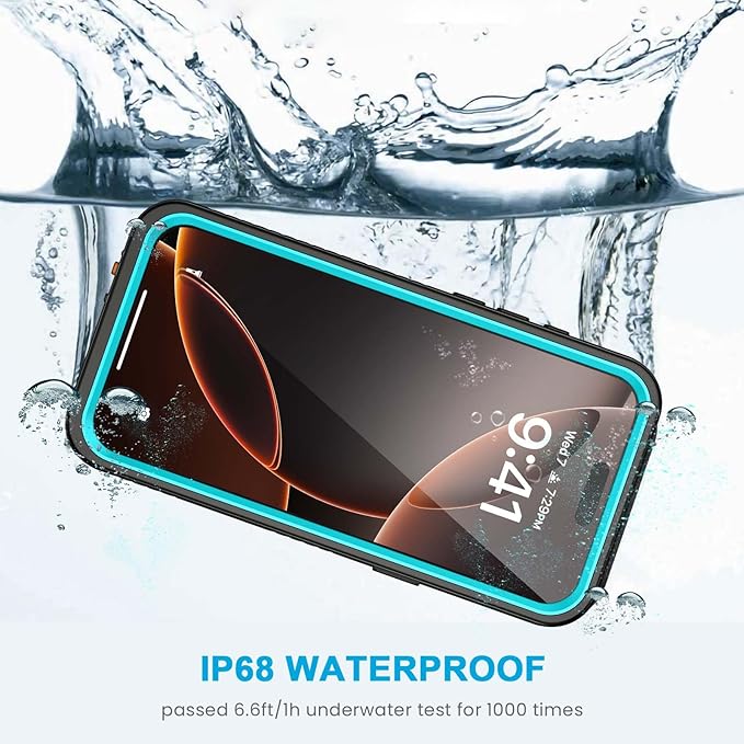 Lanhiem for iPhone 16 Pro Max Case, IP68 Waterproof Dustproof Shockproof Cases with Built-in Screen Protector, Full Body Heavy Duty Rugged Phone Cover for iPhone 16 Pro Max - 6.9 inch (Blue)