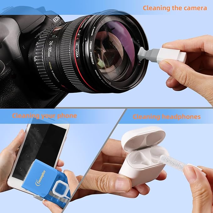 Laptop Cleaning Kit, Keyboard Cleaning Kit with Spray and Wipe, Keyboard Cleaner for MacBook iPad Tablet iPhone Computer Camera Lens Airpods Earbuds, Mutitool Brush for Electronic Screen