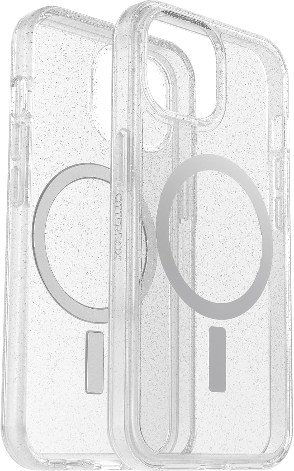 OtterBox iPhone 15, iPhone 14, and iPhone 13 Symmetry Series Clear Case - Stardust (Clear/Silver), Snaps to MagSafe, Ultra-Sleek, Raised Edges Protect Camera & Screen