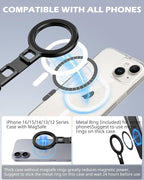 UBeesize 2-in-1 Magnetic Phone Tripod for iPhone–MagSafe Mini Stand & Universal Tripod Mount, Foldable Pocket Aluminum Phone Holder for iPhone 16/15/14/13/12 Series, Desktop & Travel Use