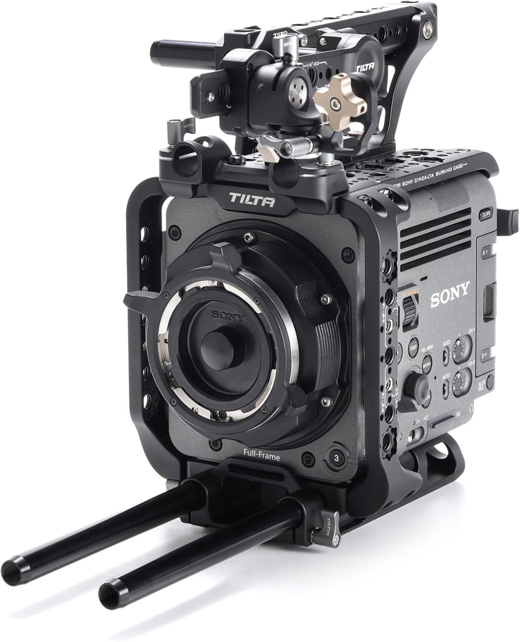 Tilta Camera Cage Compatible with Sony BURANO | Arri Rosettes, 1/4"-20 and 3/8"-16 Threads | w/Top Handle, Left/Right Side Arm, Battery Plate (Full Camera Cage Plus)