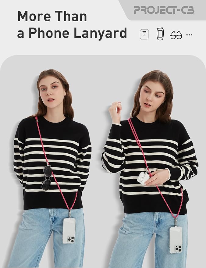 project-cb Cell Phone Lanyard 1,Phone Tether Tab 2,Phone Crossbody Strap,Lanyards for Around the Neck,Adjustable Phone Strap(Black-G)