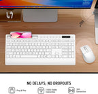 White Wireless Keyboard and Mouse Combo - Full-Size Quiet Keyboards with Palm Rest, Phone Holder, Multimedia Keys, Batteries Included, Office Key Board Compatible with Windows, PC, Laptop - Trueque