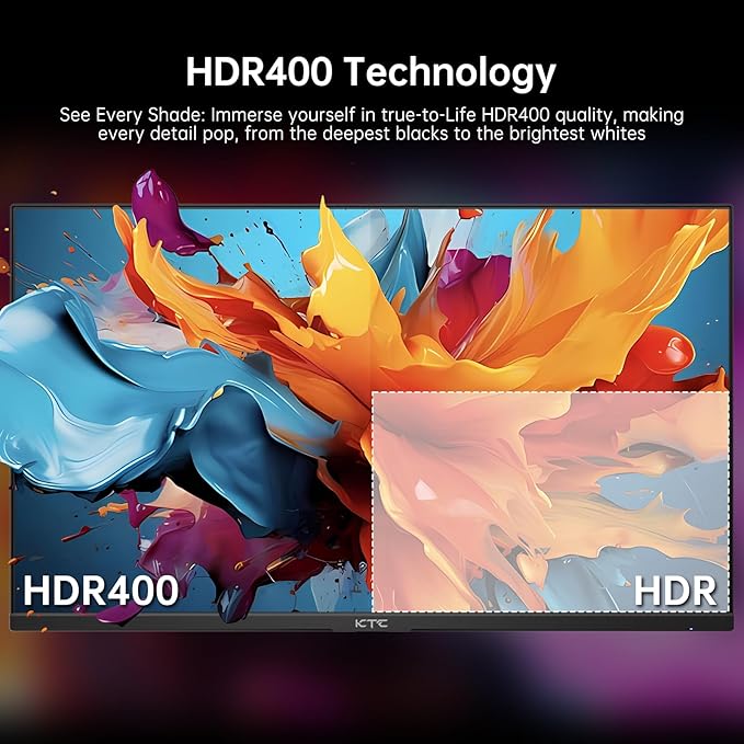 KTC 24 inch 190Hz/180Hz Gaming Monitor,HDR 400 Fast IPS Screen,FHD 1080P Monitor, 133% sRGB,AdaptiveSync,1ms Response Time,HDMI *2&DP*1,Tilt Adjustable, Eye Care