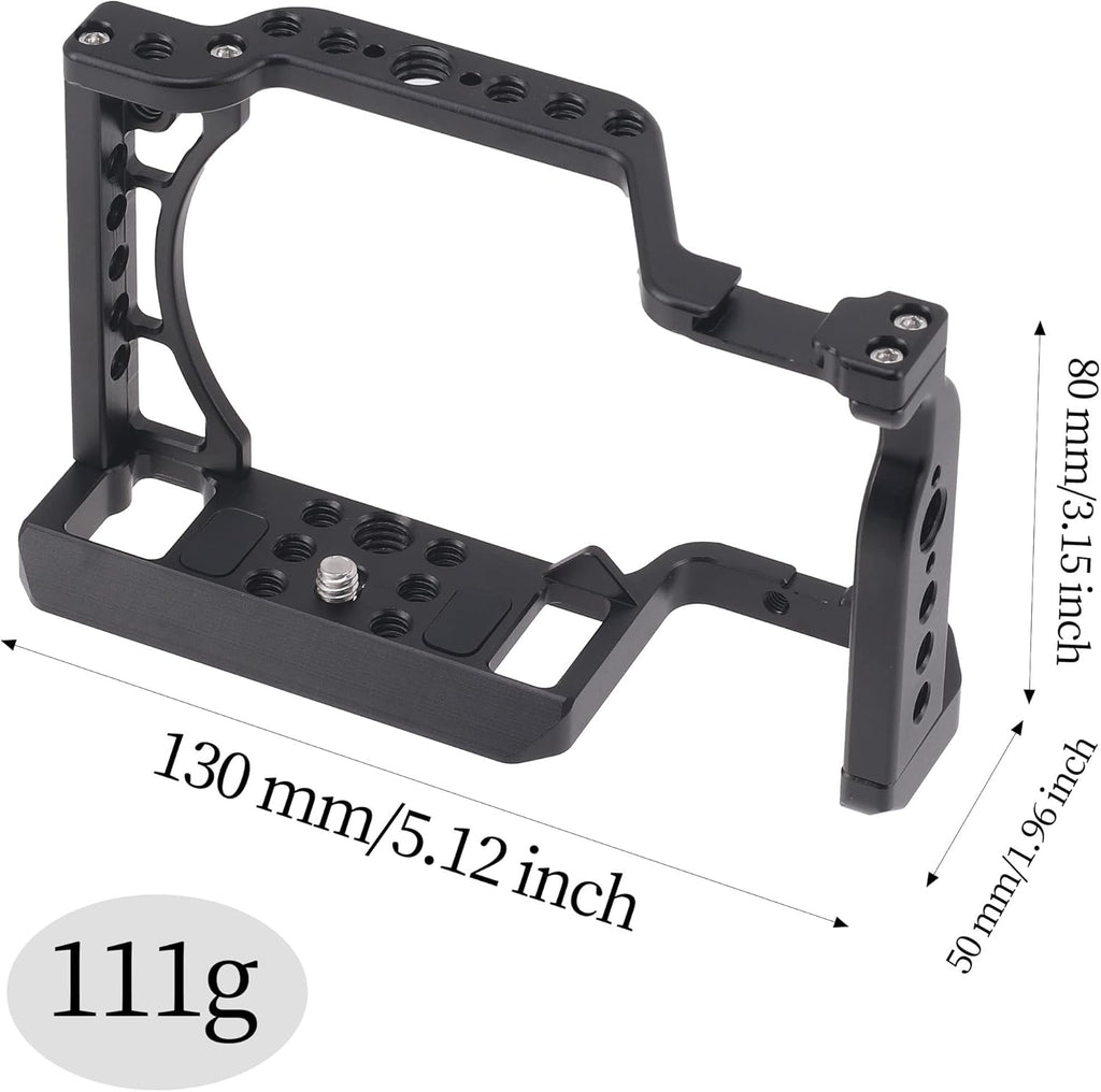 Hersmay A6500/A6400/A6300 Camera Cage Video Stabilizer with Top Handle for Sony A6500 A6400 A6300 A6000 A6100 Cameas DSLR Rig with Cold Shoe,Handle Locating Holes,Multiple 1/4" 3/8" Screw Holes