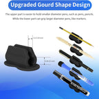 Adhesive Pen Pencil Holder for Desk Wall, 12PCS Marker Holder for Whiteboard Silicone Pen Holder for Clipboard Office Essentials Teacher Supplies (12PCS Black)