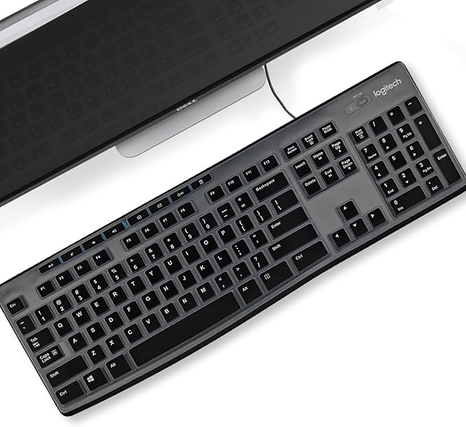 Keyboard Cover Silicone for Logitech K200 K260 K270, Keyboard Cover for Logitech K200 K260 K270 Ergonomic Wireless Keyboards, MK200 MK260 Keyboard Skin Waterproof Dustproof (Black)