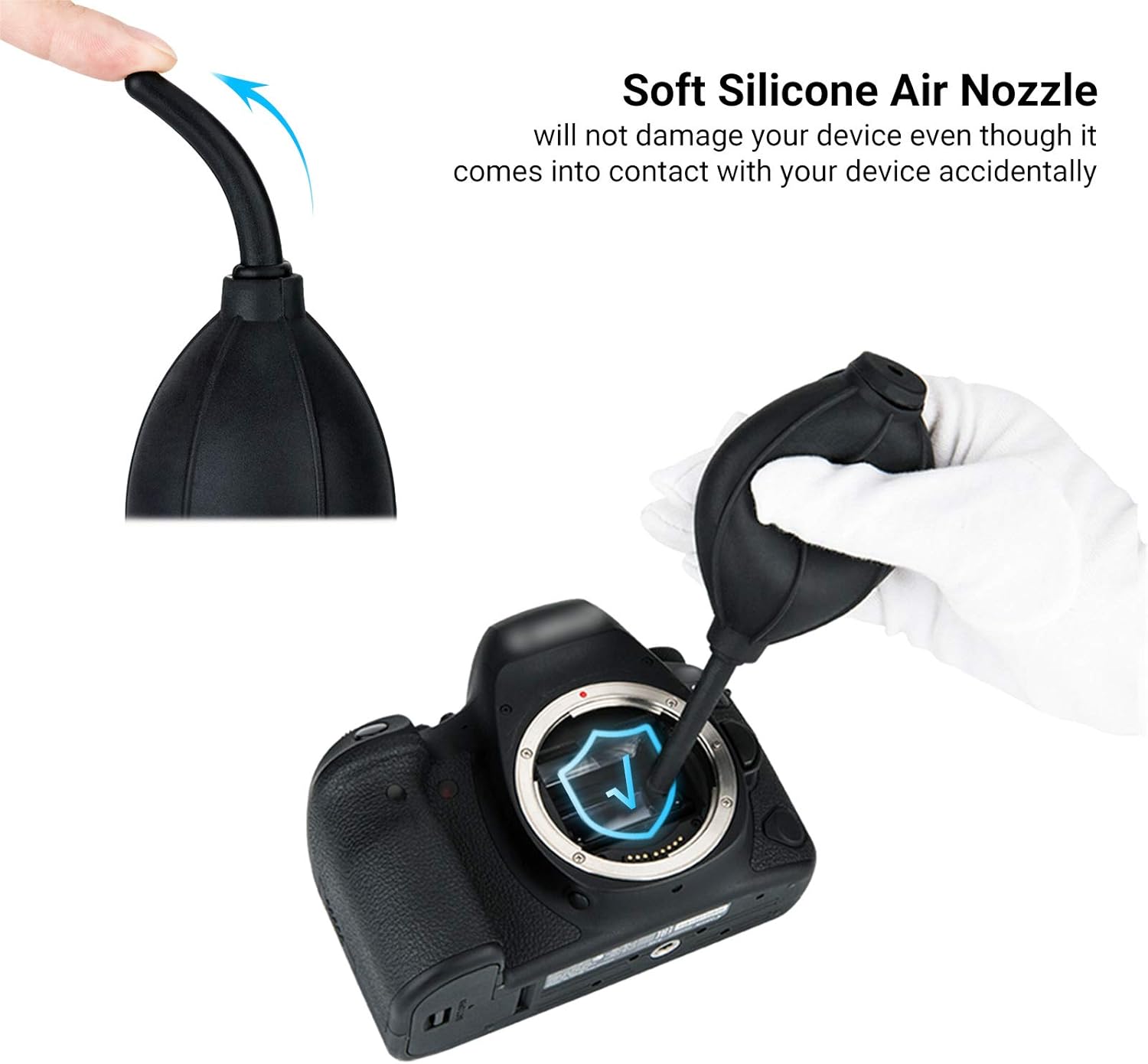 Soft Tip Silicone Super Air Blower Blaster Pump Dust Cleaner Include Micro Fiber Cleaning Cloth, Bulb Blower for Digital SLR Lens Sensor LCD Screens Musical Instruments Keyboards Telescope Filters