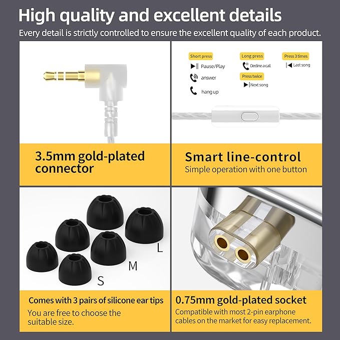 KZ AS24 in-Ear Monitor Headphone 24BA Drivers High-Performance IEM Earphones with 8 Tuning Switches, Noise Isolation Wired Earbuds for Musicians (Tuning Version,Black,no mic)