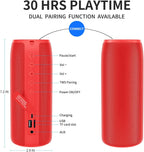 Bluetooth Speaker,MusiBaby M88 Speakers,Dual Pairing, Bluetooth 5.3,Loud Stereo Sound,Booming Bass,30H Playtime for Home& Outdoor Party,Beach,Portable Speaker,Gifts(Red)