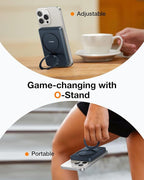 TORRAS 10000mAh Magnetic Portable Charger Power Bank for iPhone, Fast Charging Travel Essential Wireless Battery Pack Slim with OStand Compatible with Magsafe, 16 Pro Max,Pro,15,14,13,12, Black