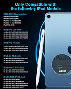 Stylus Pen for iPad 9th&10th - Type-c Charging Pencil for ipad Palm Rejection Active Pen Compatible with (2018-2025) Apple iPad 6/7/8/9/10/11(A16), Air 3/4/5/M2/M3, Mini 5/6, Pro 11"/12.9"/M4 (White)