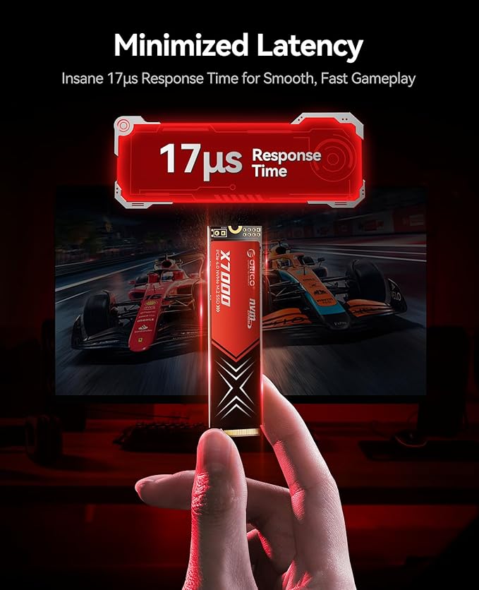 ORICO X7000 2TB NVMe SSD for Gaming, 7400MB/s Read Speed, 17μs Response Time, PCIe Gen 4 Internal Drive, PS5 & PC Compatibility, Comes with Heatsink for Enhanced Cooling and Multitasking