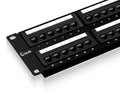 NewYork Cables 48 Port Cat6 Patch Panel – 10Gb Ethernet, 2U Rackmount 19-Inch, Color-Coded T568A/B Labels, Unshielded, 110/Krone Compatible, Black