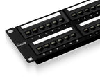 NewYork Cables 48 Port Cat6 Patch Panel – 10Gb Ethernet, 2U Rackmount 19-Inch, Color-Coded T568A/B Labels, Unshielded, 110/Krone Compatible, Black