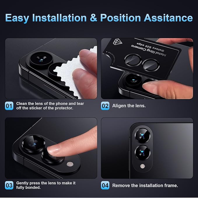 Korecase for Galaxy S25 Edge Camera Lens Protector, 9H Tempered Glass Anti Scratch Camera Screen Protector Shockproof Film Shcokproof Metal Ring Lens Protecor for Samsung S25 Edge,Colorful