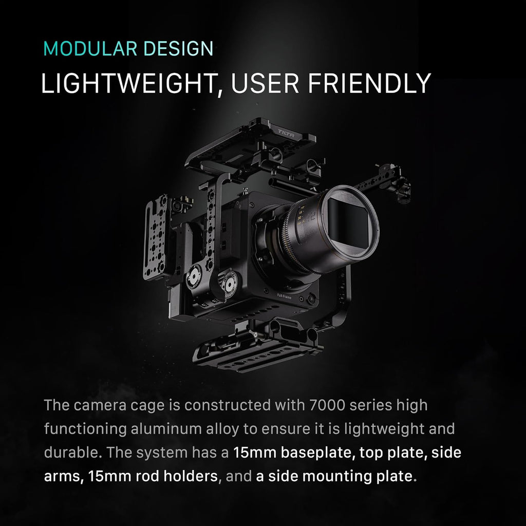 Tilta Camera Cage Compatible with Sony BURANO | Arri Rosettes, 1/4"-20 and 3/8"-16 Threads | w/Top Handle, Left/Right Side Arm, Battery Plate (Full Camera Cage)