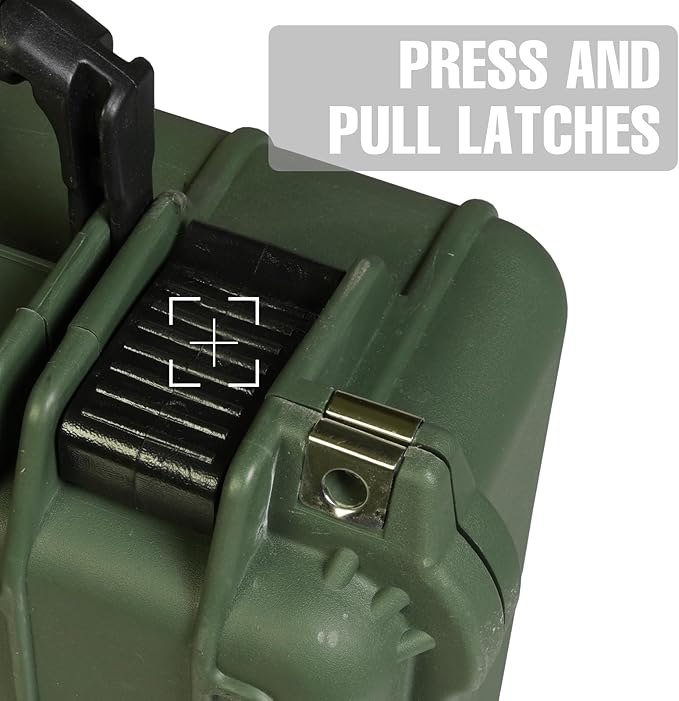 14x 11.5x 6.5 Inch Hard Case, Portable Weather Waterproof Protective Camera Case with Customizable Foam, Fit Use of Drones, Camera, Equipments, Green