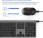 Wireless Keyboard and Mouse, Vssoplor Rechargeable Quiet Full-Size Keyboard and Mouse Combo Set Ultra Slim Design for Laptop, PC, Notebook, Desktop-Dark Gray