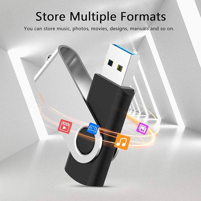 KOOTION 16 GB USB 3.0 Flash Drive 16gb Flash Drives 10pcs Thumb Drive Keychain Jump Drive Swivel Memory Sticks, Black