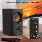 BESTISAN Active Bookshelf Speakers, 50W BT Home Speakers, 3’’ Woofer, 1’’ Silk Dome Tweeter PC Speakers, RCA Speakers for Desktop/Turntable/TV, Bass & Treble Adjustable, Headphone Port for Gaming