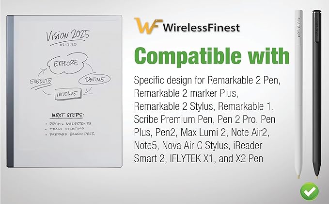 No Worn Out Titanium Alloy Metal Remarkable 2 Pen Tips Replacement Compatible Nibs for Remarkable 2 1 Marker Plus Pencil Kindle Scribe Basic & Premium Stylus Digital Pen Fine Tip, Smooth Ballpoint Nib