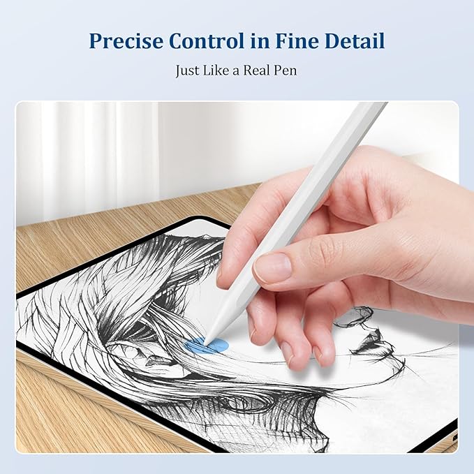 Replacement Tips for Apple Pencil 1st/2nd Gen,No Wear Out Upgraded Apple Pencil Tips,Metal Pencil Nibs for Precise Control - Pen Like 0.78mm Longer Tips for iPad Pencil - 4 Pack White