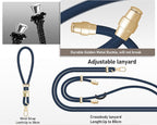 Cell Phone Lanyard Adjustable Crossbody Phone Lanyard *1 Phone Wrist Strap *1 with Deluxe Gold Matal Buckle + Clear Tether Tabs *2 for Shopping Travelling Hiking(Dark Blue)