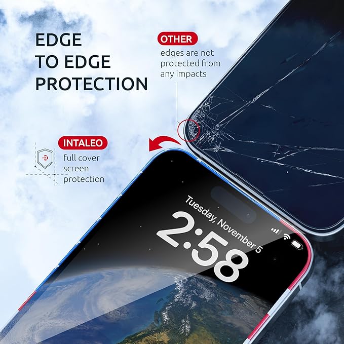 15 Pro Screen Protector for iPhone – (2-Pack) USA Flag & Black Frame Design - Tempered Glass Screen Protector for iPhone 15 Pro 9H Hardness Full Coverage - Oleophobic Coating with Easy Installation