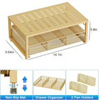 gianotter Desk Organizers and Accessories, Monitor Stand with Drawer and 2 Pen Holder, Desktop Organizer Suitable for Offices and Dormitories (Gold)