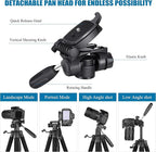 VICTIV 74” Camera Tripod, Tripod for Camera and Phone, Aluminum Professional Tripod Stand for Canon Nikon with Carry Bag and Phone Holder, Compatible with DSLR, iPhone, Spotting Scopes, Max Load 9.5Lb