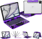 Keyboard Case for 12.9 inch iPad Pro 6/5/4/3rd Gen & 13 inch iPad Air (2025 M3, 2024 M2) Wireless Keyboard with Trackpad 7 Color Backlit, Transparent Protective Cover with Pencil Holder (Purple)