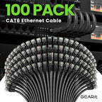GEARit Cat 6 Ethernet Cable Pack - 100-Pack 3 ft Cat6 Ethernet Patch Cables | RJ45 Network Patch Cable, 10 Gbps Snagless Gold-Plated Connectors - Ethernet Cable Cat 6 for PC, TV, Router - Black
