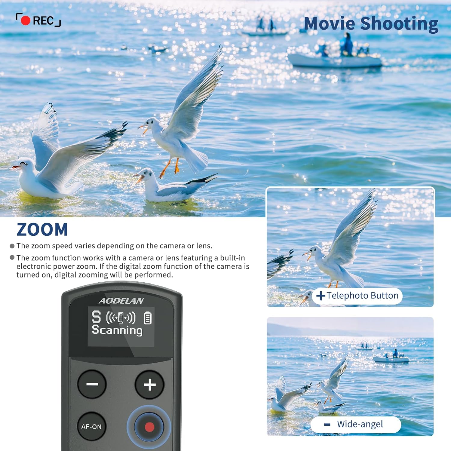 for Sony Camera Rechargeable Shutter Release, AODELAN Wireless Remote Control Zoom Focus Record Compatible with Sony ZV-E10,ZV-1F,ZV-1,A6400,A6700,A7C,A7III,A9,A9 II,DSC-RX0 II,Replace RMT-P1BT(Black)