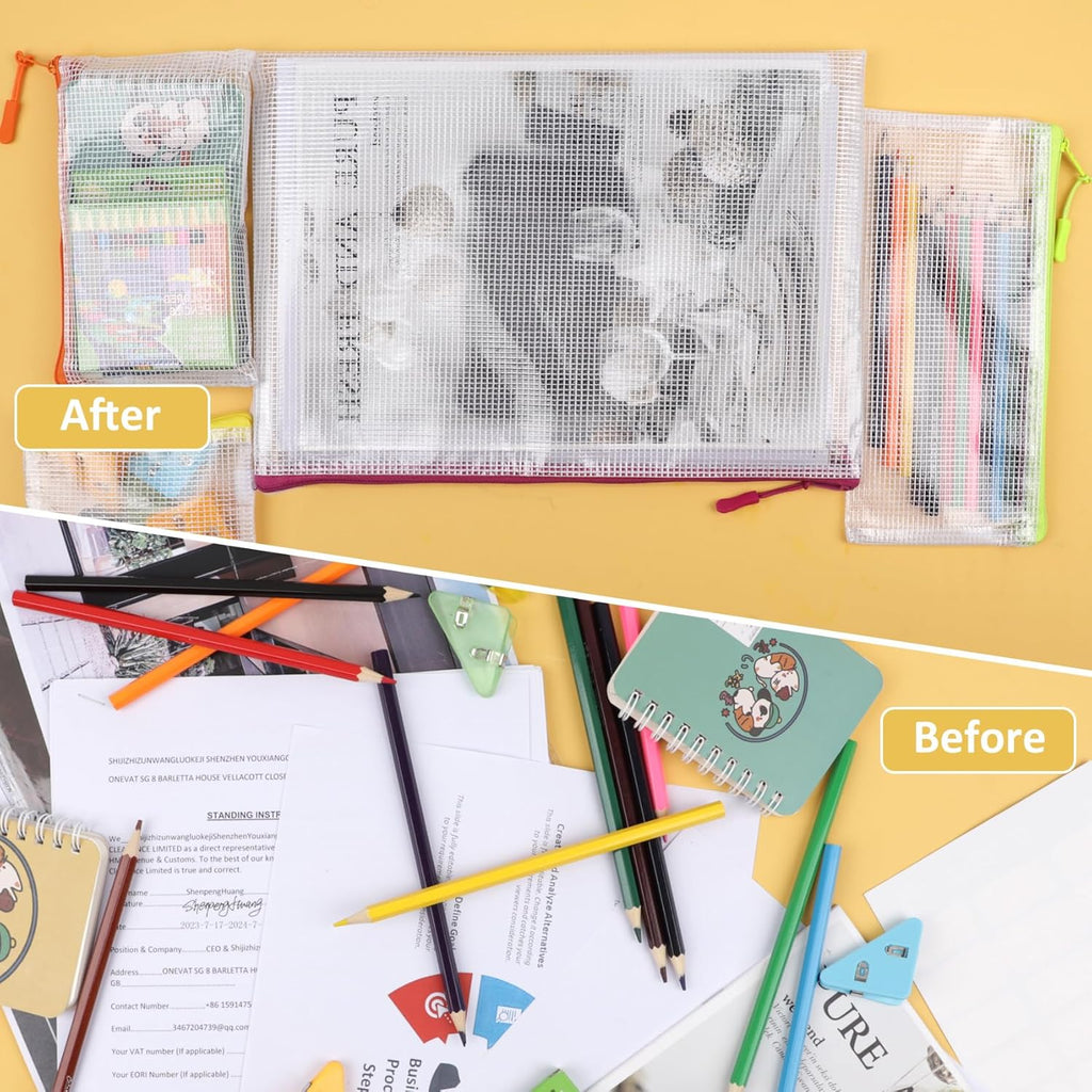 24PCS Mesh Zipper Pouch Storage Bags, 8 Sizes Board Game Bags, 12 Colors Reusable Pouches for Organizing, Organizer for Travel