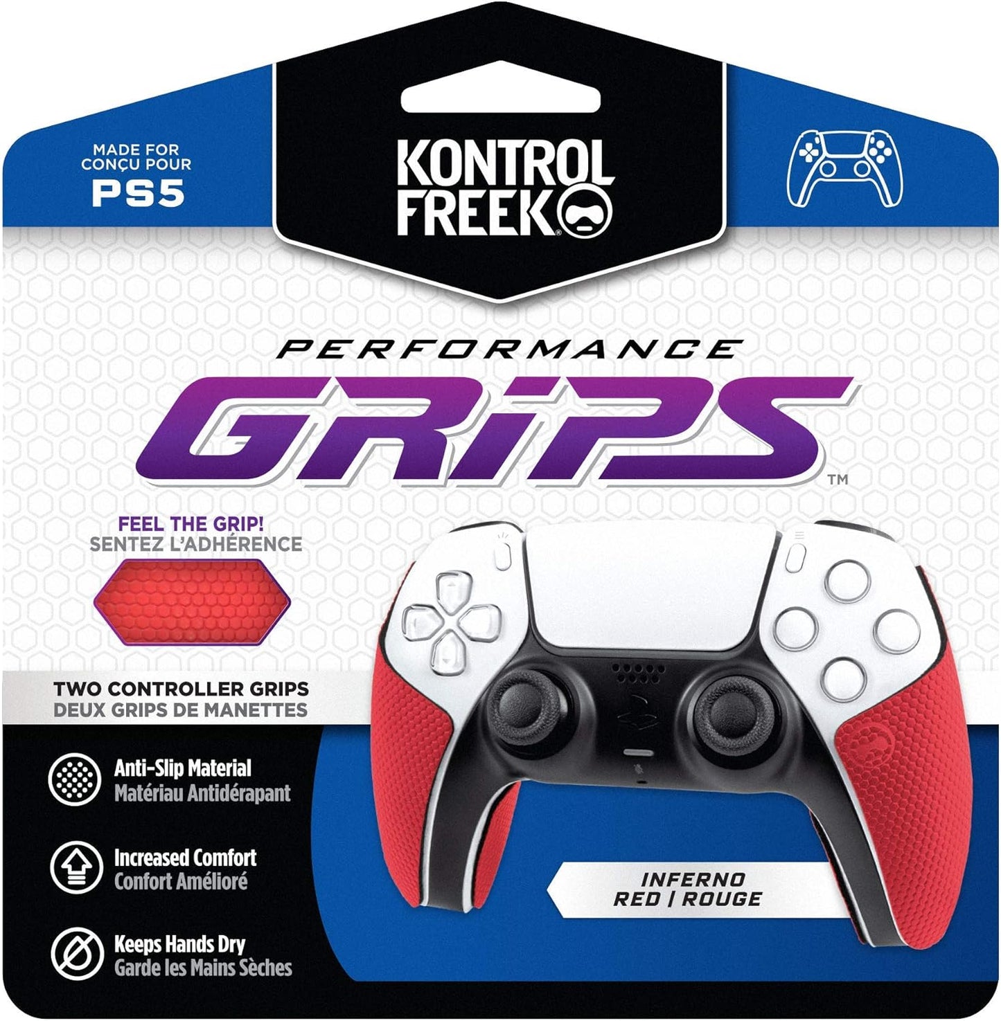 KontrolFreek Performance Grips for PlayStation 5 (PS5) Controller (Inferno Red)