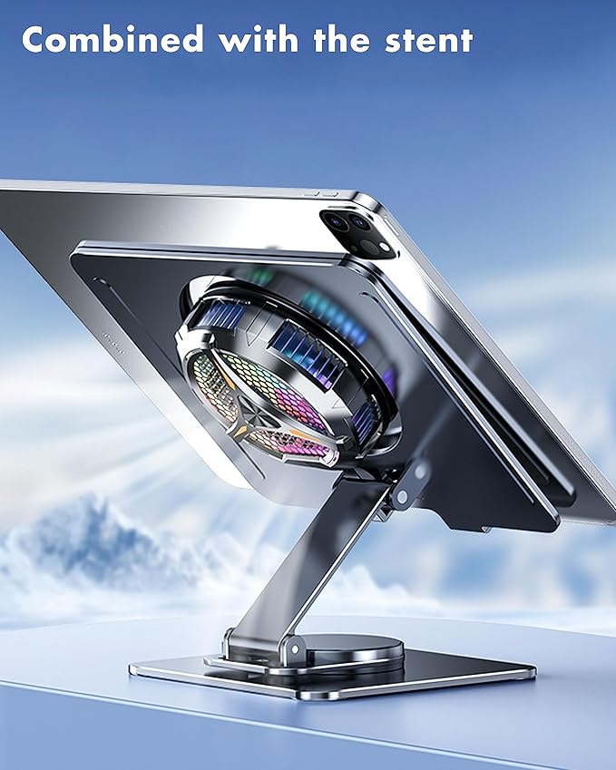 iPad Cooler,Magnetic Tablet Cooler for ipad/surface pro/Samsung Tab,Compatible for Steam Deck,Universal Radiator with Temperature Display for Mobile Gaming,Tiktok Live Streaming