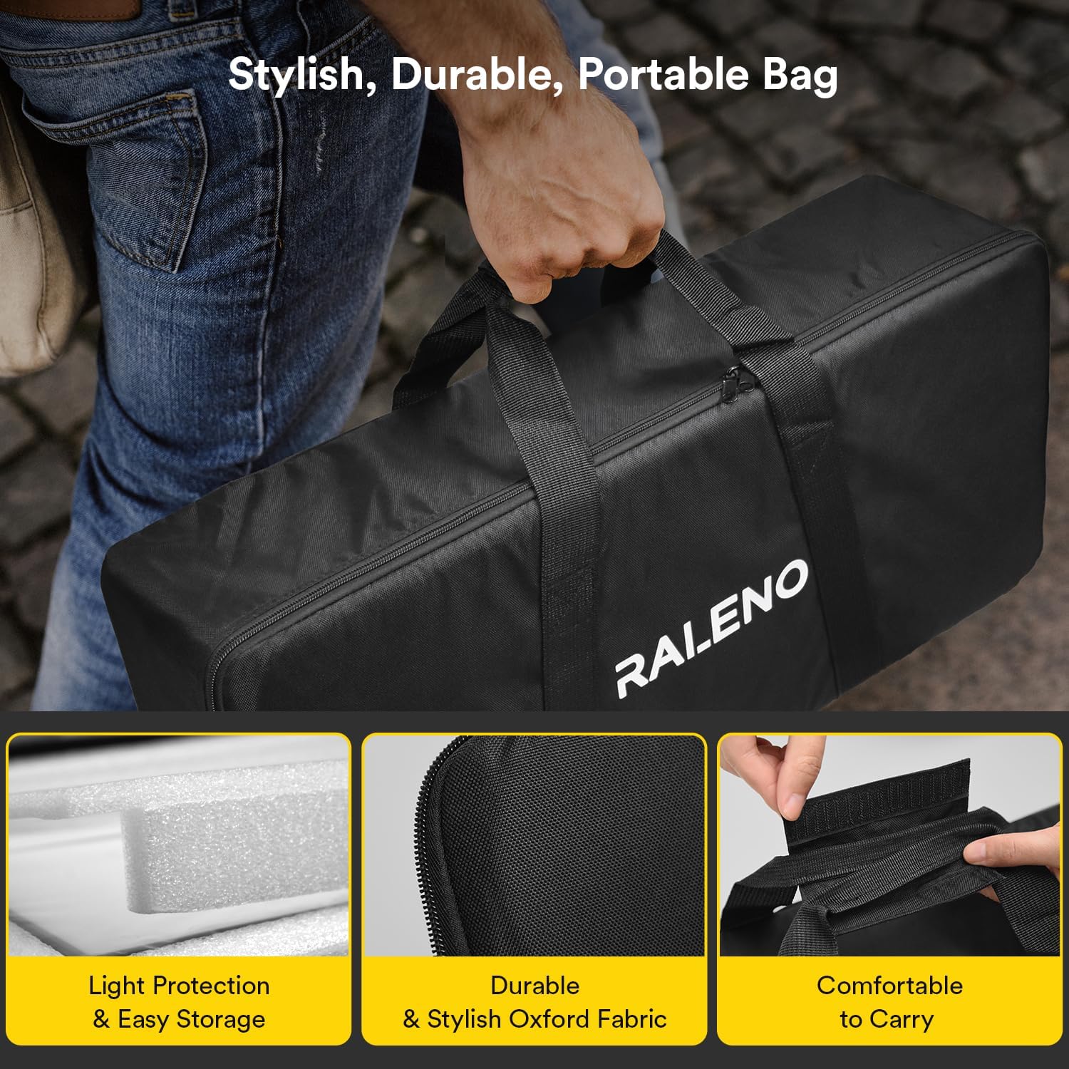 RALENO 13" LED Video Light Panel, 2-Pack Bi Color Photography Lighting Kit with 75" Stand & Phone Holder, Studio Lights with 8000mAh Built-in Battery for Video Recording/Tiktok Live Streaming/Game