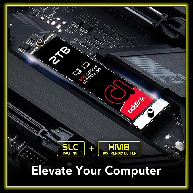Addlink G55 2TB PCIe 5.0 Gen5 NVMe M.2 SSD- Up to 10,300 MB/s - PC Gaming Upgrade, Photography, Video Editing & Design - Internal Solid State Drive (ad2TBG55M2P)