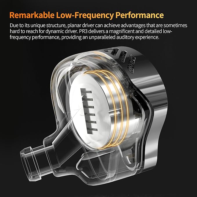 KZ PR3 in Ear Monitors Headphones with 13.2mm Planar Magnetic Driver,HiFi Stereo Sound IEM Earphones with Memory Foam Tips Comfortable&Secure Fit Wired Earbuds for Singers Musicians DJ Stage Gaming